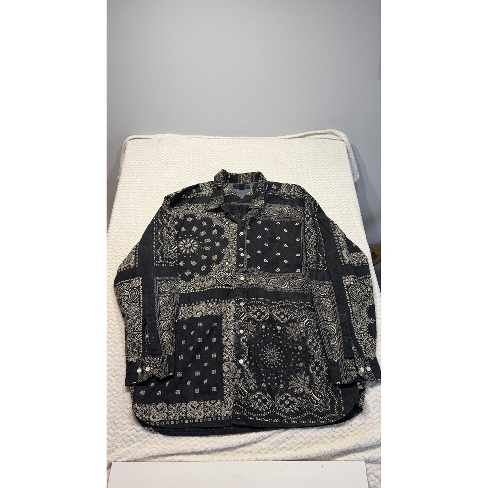 Tommy Hilfiger Mens XXL Bandana Patchwork Paisley Long Sleeve Button Down Shirt